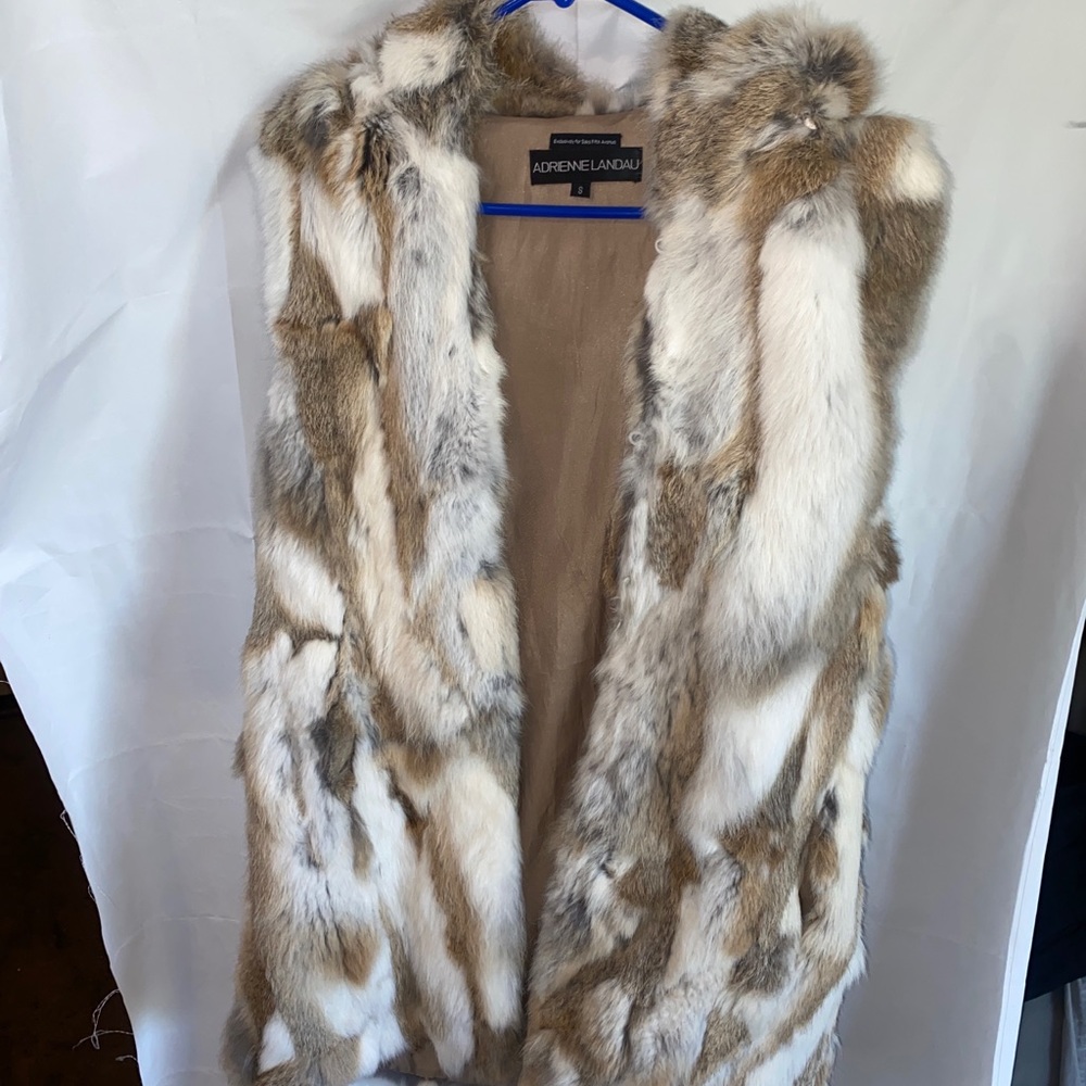 Adrienne Landau  saks rabbit fur vest size small